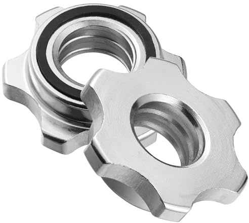 IMIKEYA 2 Stück Schraubverschluss für Hantelstangen Standard Langhantel Spinlock rutschfeste Sternverschlüsse für Hantelstange Gewichtheben 25mm Durchmesser Silber
