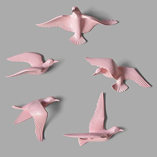 LIJUCAI 5 Stück/Set Kreativer 3D-Harzvogel Wohnkultur Dekor Wandaufkleber Dekoration Einrichtung Die Friedenstaube für europäisches Maskottchen, 4