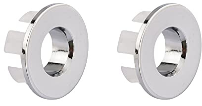 NSODOO Garniture de lavabo pour lavabo Couvercle de trop-Plein Insert en Laiton dans Le Trou Bouchons Ronds Chrome 2 pcs