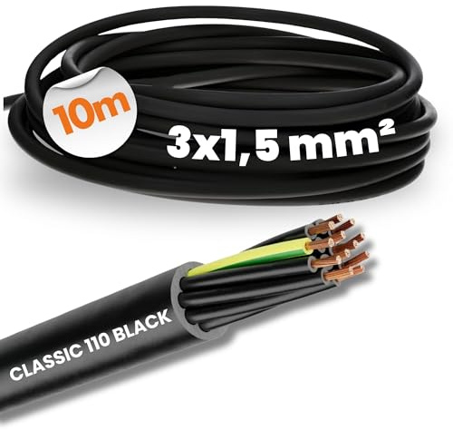 10 Meter Lapp 1120308 Ölflex Classic 110 Black 0,6/1kV PVC Steuerleitung 3x1,5 mm² mit Schutzleiter I Außenbereich I flammwidrig I Kabel 3 adrig I Anschlussleitung 3x1,5
