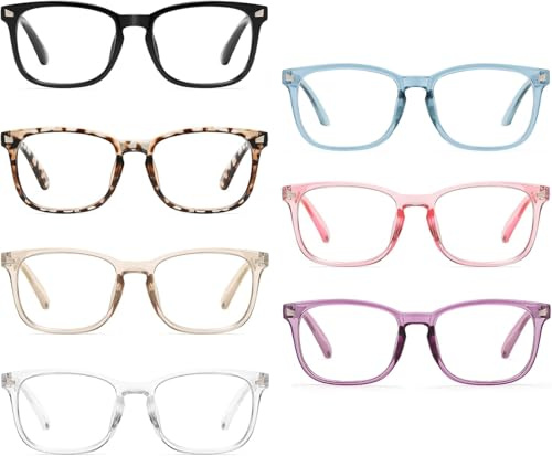 CCVOO Gafas de lectura para damas y caballeros con filtro de luz azul - Óptica correctora Gafas de lectura para damas y caballeros (Beige + Negro + Azul + Leopardo + Claro + 2 Rosas, +1.5)