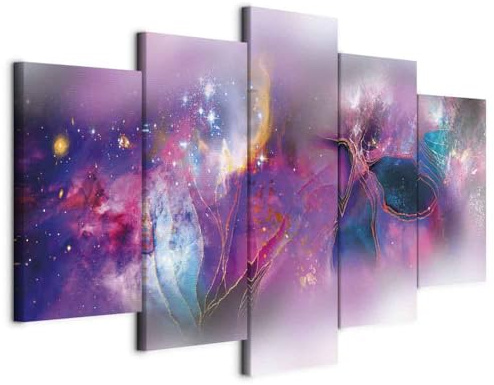 murando Acoustic Canvas Wall Art Abstract 100x50 cm / 40x20 picture with acoustic foam sound absorption print image Artwork 5 pcs room acoustics soundproofing Galaxy Like Painted a-C-10062-b-a
