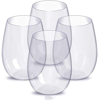 4 PC sin pie Transparente del Vidrio de Vino Conjunto de plástico del Vino Taza de la Bebida Taza de Agua Copas de Vino (Size : Clear 4 Pcs)