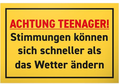 DankeDir! Achtung Teenager Pubertät - Schild - Jugendzimmer Teenie Spruch Jungen & Mädchen Zimmer Türschild Geschenkidee - Zimmer Deko Jugendliche Geschenk Idee Tür Deko Geburtstag