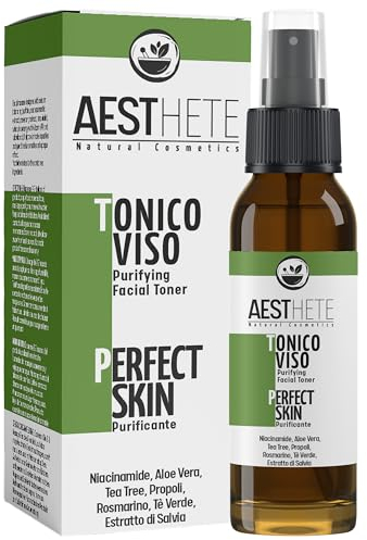 Tonico Viso Spray Astringente Pori 100ml con 5% Niacinamide, Tea Tree e Tè Verde Biologico | Per Pelle Grassa, Mista e Sensibile | Rinfrescante, Idratante e Esfoliante Naturale