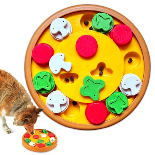 Brightkins Pizza Party! Treat Puzzle - Interactive Dog Toys, Dog Puzzle Toy and Slow Feeder, Enrichment Feeder for Dogs and Cats, Puppy Toys to Keep Them Busy, Cat Enrichment Puzzles
