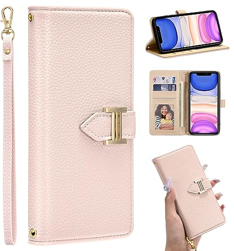 ZCDAYE Hülle für iPhone 11 mit Kartenfach, Leder Magnetische iPhone 11 Handyhülle Klapphülle, Elegante Stabile Schutzhülle Handytasche für iPhone 11 (6.1 inches), Rosa