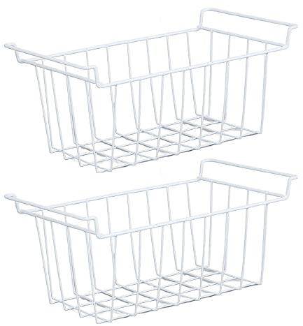 Wifehelper 2 Stück Gefrierkörbe, Gefrierschrank-Draht-Aufbewahrungskorb, Speisekammer-Aufbewahrungskörbe, Metall-Gefrierkorb-Aufbewahrungsbehälter (L 42,5 cm x B 24,5 cm x H 20 cm)