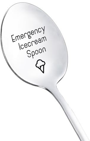 Emergency Ice Cream Spoon Gifts for Men Women Christmas Birthday Gifts for Ice Cream Lovers Coworker Friend Ice Cream Gift Spoons for Husband Mom Funny Ice Cream Spoon Gift