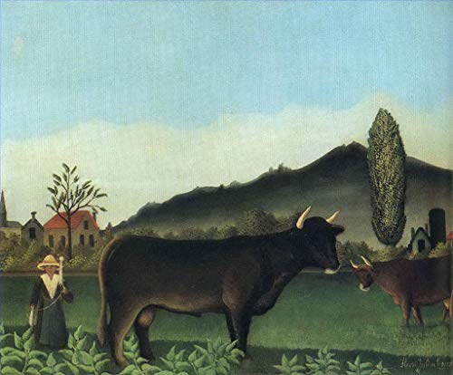 Toperfect Ölgemälde handgefertigt €50-2000 von Lehrern der Kunstakademien, Gemälde auf Leinwand, 30 berühmte Kunstwerke, Stier im Feldvieh Henri Rousseau –6