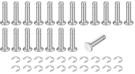 QUARKZMAN 20 Stück M3x12mm Zylinderstifte 304 Edelstahl Zylindrische Stifte Wellensicherungsring, Flachkopf Stift mit E-Clip Sicherungsring, Silber