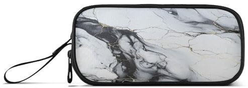Schwarz-Weißer Marmor Federmäppchen Federtaschen Mäppchen Schlamperbox Tasche für Jungen Mädchen Schüler