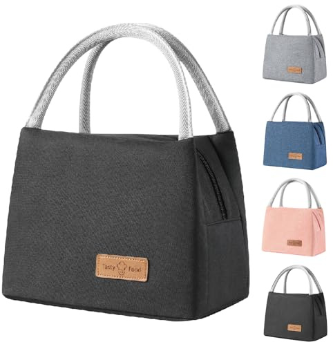 Aiuuee Kühltasche 8L, Auslaufsicher Lunchtaschen Thermotasche für Herren Damen, Tragbar Isoliertasche für Arbeit Büro Reisen Picknick (Schwarz)