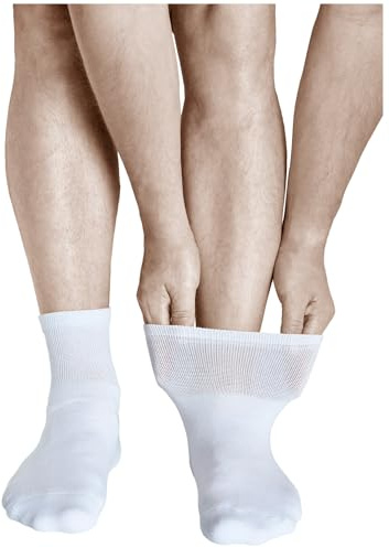 VITSOCKS Vadderade Mysiga Komfort Strumpor Herr Mjuk Resår (3 PAR) Ömma Trötta Fötter, vit, 39-41
