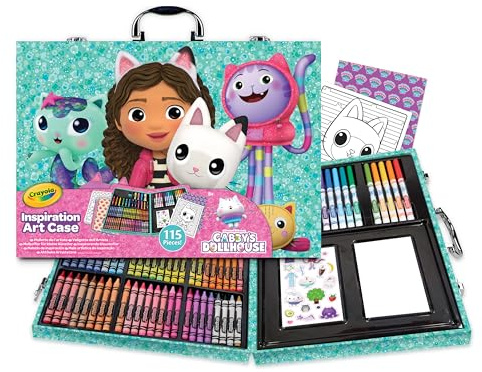 CRAYOLA - Inspiration Art Case, Gabby's Dollhouse Malkoffer, Ideal zum Zeichnen und Ausmalen, 115 Teile, Marker, Buntstifte und Stifte, 04-2966