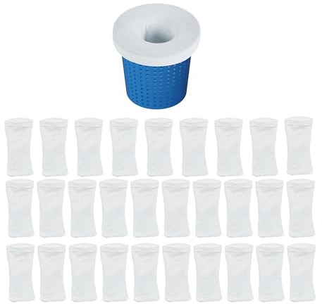 Relaxdays Pool Skimmer Socken, 30er Set, HxB: 22x12 cm, Nylon, Filternetz für Skimmerkorb, Entlastung Hauptfilter, weiß
