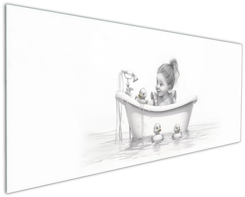 Wallario Küchenrückwand aus Glas 125 x 50 cm, Motiv: Quietscheenten-Spaß | Spritzschutz abwischbar & pflegeleicht