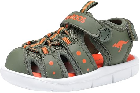 KangaROOS Unisex Kinder K-mini Sandale, Military Green Flame, 29 EU