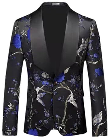 MQMYJSP Hochzeits-Anzug Herren Slim Fit Jacquard-Jacke Blau Weiß Rot Gentleman Business-Party-Schwalbenschwanz-Blazer royal Blue 01 M