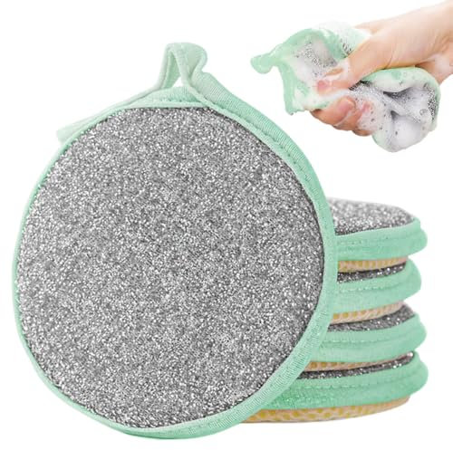 Pulizia Spugna Doppio-5 Panni a Doppia Faccia Spugna per Lavare i Piatti Spugne per Piatti Riutilizzabili Anti-Graffio Doppia Faccia Abrasiva e Anti Grasso Strumenti di Pulizia Domestica
