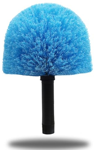 Brosse à tête de plumeau en toile d'araignée à visser pour nettoyage extérieur et intérieur // Compatible avec les poteaux filetés Acme standard // Tête de brosse en toile d'araignée uniquement - Bleu