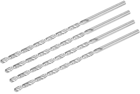sourcing map 6mm Twist Drill Bits, High-Speed Steel Straight Shank Extra Long Drill Bit 200mm Length for Wood Plastic Aluminum, 4pcs