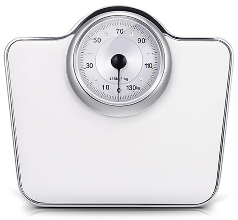 RTREADE Báscula mecánica de baño - Báscula de Fitness analógica - Mecanismo de Metal sólido - Escala de fácil Lectura - Fácil de Usar, sin Pilas, Calibrada con un pomo
