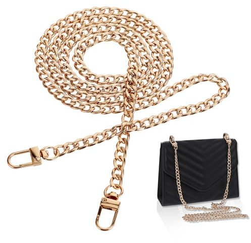 Taschenkette 120cm, Gold Kette Trageriemen, Schultergurt für Taschen, Metall Kettenriemen, Umhängetasche Handtasche Ersatzkette, Handtaschenketten