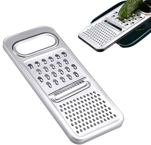 3-in-1 Edelstahl Reibe, Küchenreibe mit 3 Reibeflächen, Gemüsereibe für Gemüse, Kartoffeln, Gurken, Karotten, Obst