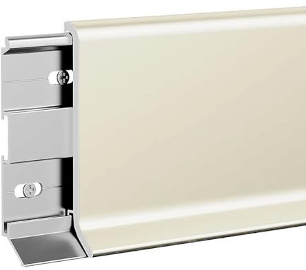 fussleisten 2 Stück Sockelleistenleisten, 50 Zoll Wandsockel Schwarz Braun Gold Grau Weiß, wasserdichte Sockelleistenleisten aus Aluminium, Küchenmetall-Sockelleistenwand – komplettes Zubehör(White 2p