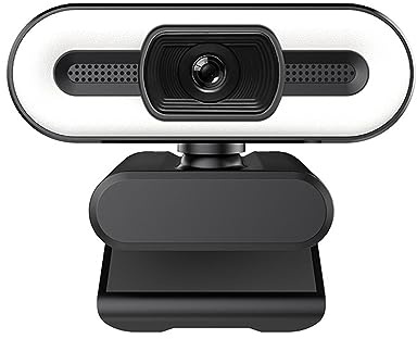 EDEDE Webcam Full HD 1080P 2K 4K Webcam Auto Focus Fill Light Web Camera con Microfono Trasmissione in Diretta USB Computer PC Web Cam Ideale per riunioni, conferenze, Live Streaming(2K AutoFocus)