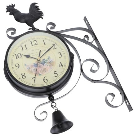 Amosfun Wanduhr Eisenkunst Hängeuhr Doppelseitige Uhr Schlichte Dekorative Uhr Mit Leisem Uhrwerk Für Wohnzimmer Schlafzimmer