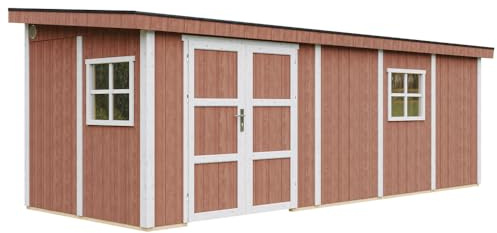 Casa de jardín de Primera Calidad 14,3 m² - H231x248x648 cm - Construcción de Paneles LP Smartside - Sin Suelo ni Pared Lateral - Timbela M941B-REDWOOD Red