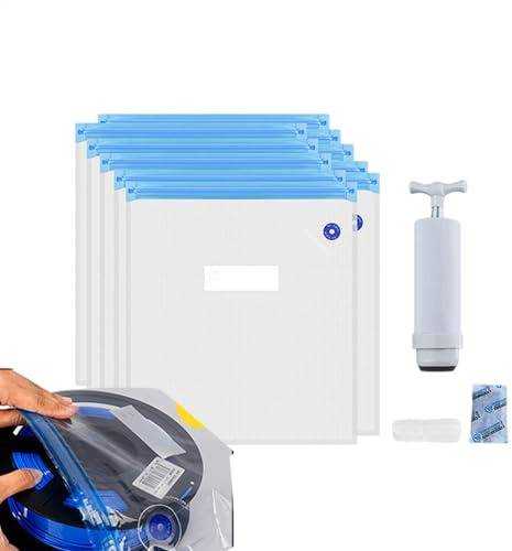 Stoccaggio di filamenti per stampante 3D, sacchetti sottovuoto riutilizzabili, sacchetti per sottovuoto con pompa automatica, 30 sacchetti sigillati sottovuoto, resistenti alla polvere e a