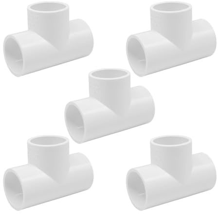 HayEastdor 5PCS 1 Inch Tee PVC Fittings Adapter Pipe Fitting Connectors Socket x Socket for Sprinkler, Drip Irrigation System, Pipes Extension HE064-1