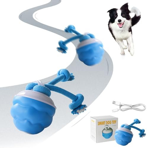 ACAREY Intelligenter Interaktiver Hundeball, Unzerstörbar Hundespielzeug mit 3 Interaktiven Modi, Robuster Elektrisch Spielball mit Kauschnüren für Welpen/Kleine/Mittlere Hunde, USB-C Aufladbar