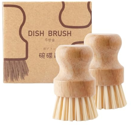 Rockreyoa Spazzola per funghi, rotonda, in legno, per champignon, spazzola per la pulizia delle patate, in legno, spazzola per la frutta, spazzola per la pulizia dei funghi, spazzola per la pulizia