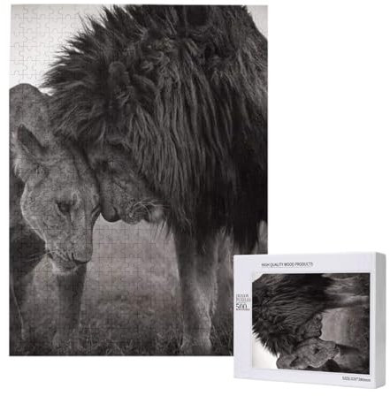 Löwe und Löwin gedruckt,500 Teile Holzpuzzle Familienspiel Puzzles für Erwachsene und Jugendliche