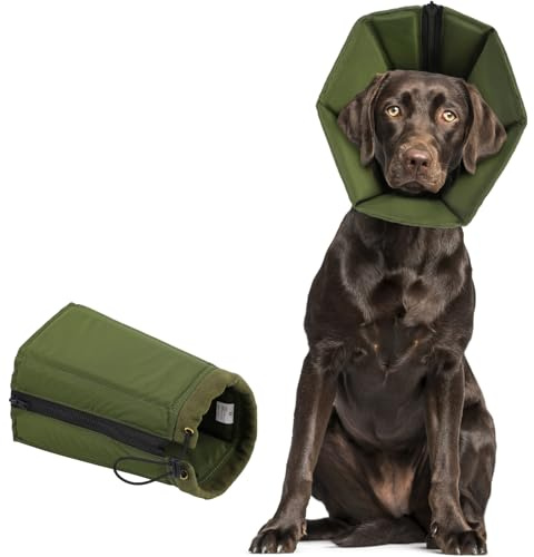 KONVINIT Halskrause Hund Weich Hundekragen Leckschutz für Hund Faltbar Hundekragen Nach OP, Alternativen zu Aufblasbaren Halskragen Hund leise und einfach im Alltag für alle Rassen, Grün, L
