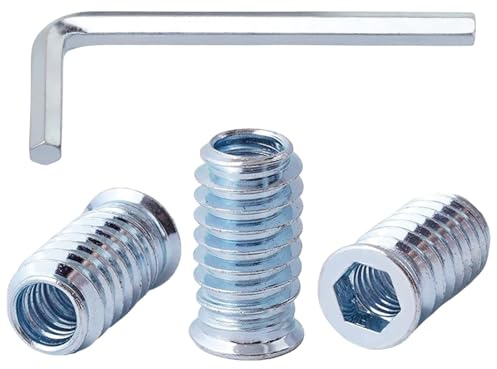 QANCEN 20 Pièces Insert Fileté Bois M4x10mm, Douille Filetée Visser Écrous à Bois Manchons a Visse Vis Tête, Inserts D'écrou pour Meubles