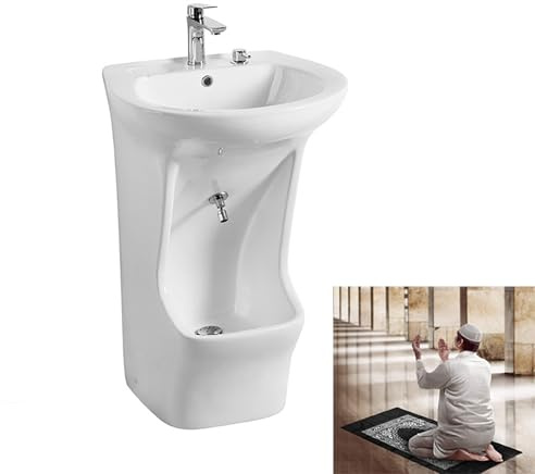 Durovin Bathrooms Wudu Washbasin with Foot Washing Space Ideal for Wudu, Hand, Face, Foot Washing & Worship Supplies 585×870×470mm(W×H×D)