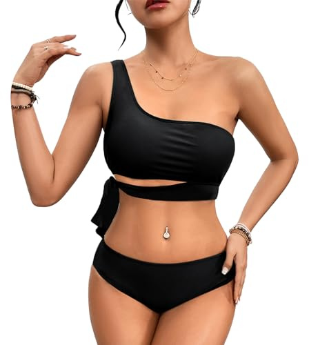 MLPKOI Maillot de Bain Femme 2 Pieces Taille Haute Bikini Set, Push Up Rembourré Bikini Maillot de Bain Dos Nu Swimwear Ensemble Chic et Elegant