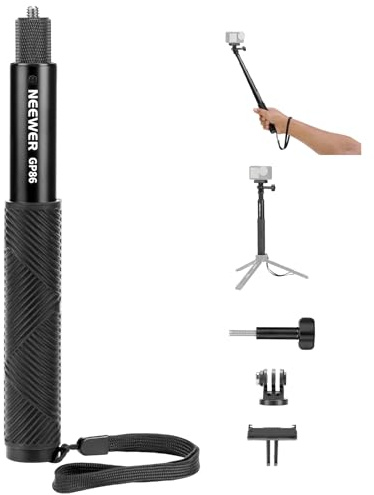 NEEWER Action Camera Extension Rod Kit, 27.8 Invisible Selfie Stick, GP-86 | Compatible with DJI Pocket 4P 4 3 Xtra Muse OSMO 360 Action 6 5 Pro 4 3 GoPro Insta360 Luna Ultra Ace Pro AKASO Action Camera