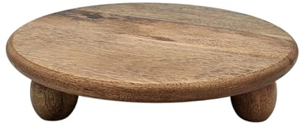 Meinposten Dekoteller aus Mangoholz, 29 cm Durchmesser, 6 cm Höhe, Rund mit 3 Füßen, Kerzentablett