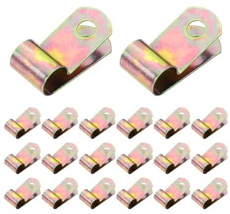 sourcing map 20pcs Cable Clamps 3/8 Inch (10mm) Galvanized Carbon Steel Pipe Clamp Metal Wire Cable Clips for Automotive Industrial Marine Household Installation Pipe Wire