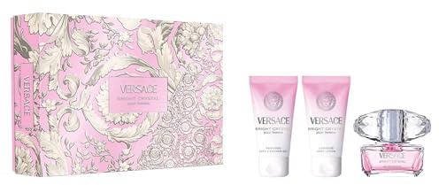 Versace Bright Crystal Eau de Toilette Geschenkset 2025-50ml EDT, 50ml Bodylotion und 50ml Duschgel