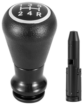 StratoNex 5-Gang Schaltknauf für Peugeot 206 207 307 308 407 2008,C3 C4 | Inkl. Adapter,Schwarz PU Leder Schalthebel
