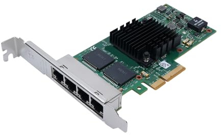 Generic Adaptador de Servidor Pcie Gigabit Ethernet I350-T4 Tarjeta de Red de 4 Puertos para para Servidor para, Gestión de Tráfico QoS para Equilibrio de Carga de Múltiples CPU, Conexión Estable
