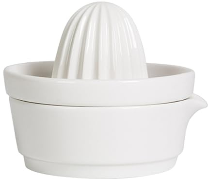 BESPORTBLE Presse-fruits Manuel en Céramique Blanc, Outil Pratique pour Presser Citron, Orange et Pamplemousse, Compact et Léger, Extracteur de Jus Maison Cuisine, Gain de Temps et Facilité
