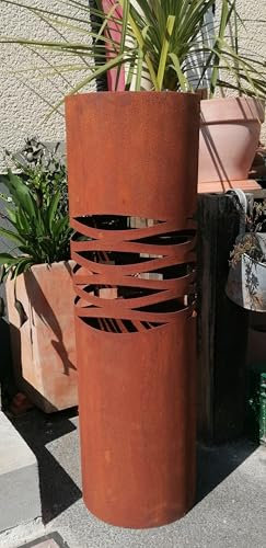 terracotta-toepfe-de Neu !! Runde Säule oder Schalenständer ca. 100 cm aus Metall in Edelrost Rost Deko Garten Haustür